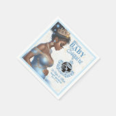 お母エレガントさんブルー&金ゴールドベビー王室のシャワー スタンダードカクテルナプキン (角)