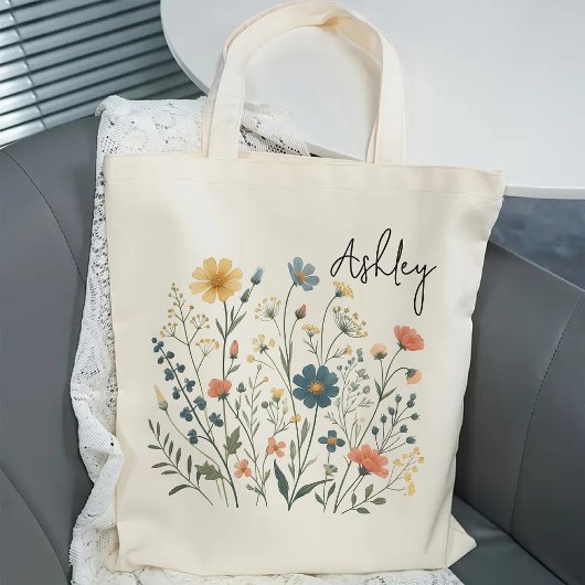 お母カスタムさんのためのワイルドフラワートートバッグ、女性のためのギフト トートバッグ
