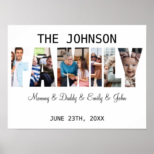 お母パーソナライズされたさんのための家族の写真コラージギフトパパ ポスター (正面)