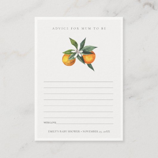 お母ミニマルさん赤ちゃんシャワーのオレンジ色の動物相 エンクロージャーカード (正面)