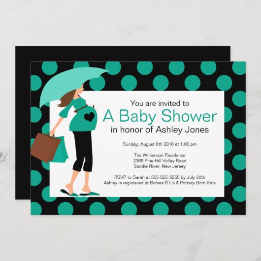 お母モダンさんの少年/少女のベビーシャワー 招待状 (正面/裏面)