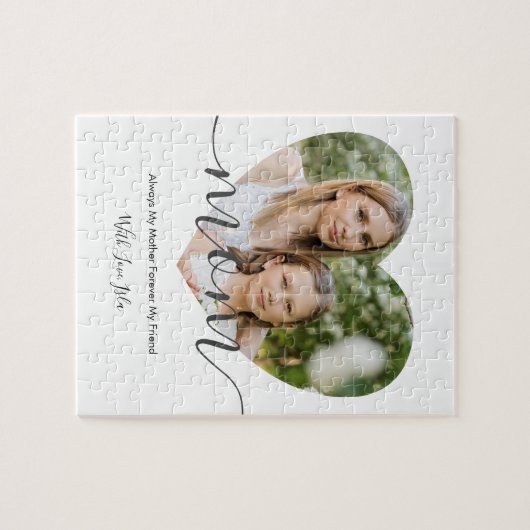 お母モダンさん用シックハート形写真ギフト ジグソーパズル (横)