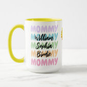 お母ユニークさんすべてのマグカップの子どもの名モダン前 マグカップ (左)