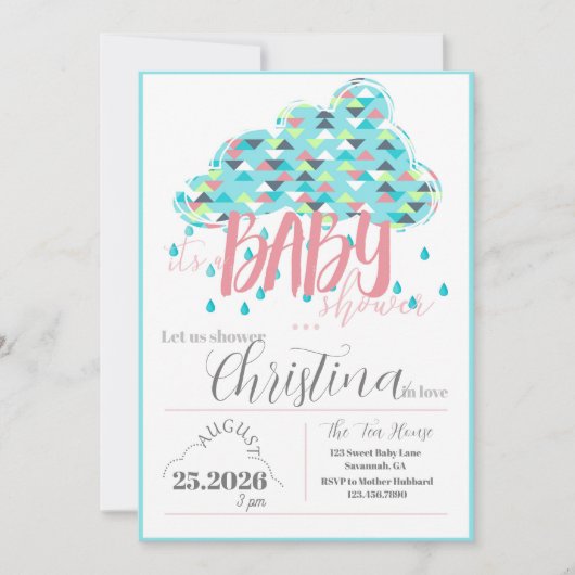 お母威厳があるさんシャワーを振りかける 招待状 (正面)