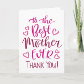 お母最高のさんピンクのタイポグラフィに感謝 カード (正面)
