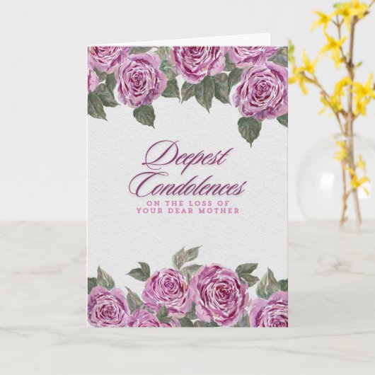 お母様のご逝去に際してのローズ哀悼花束 カード (黄色い花)