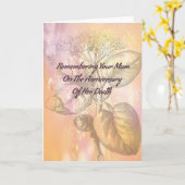 お母様の命日カード（ゴールド） カード (黄色い花)