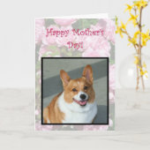お母様の日のお祝いウェルシュコーギーのグリーティングカード カード (黄色い花)