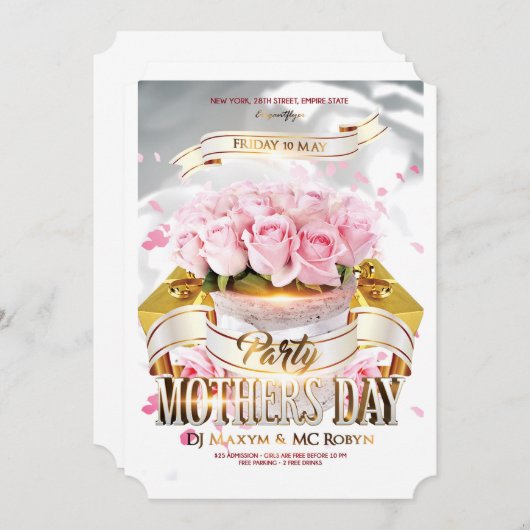 お母様の日の挨拶状 招待状 (正面/裏面)