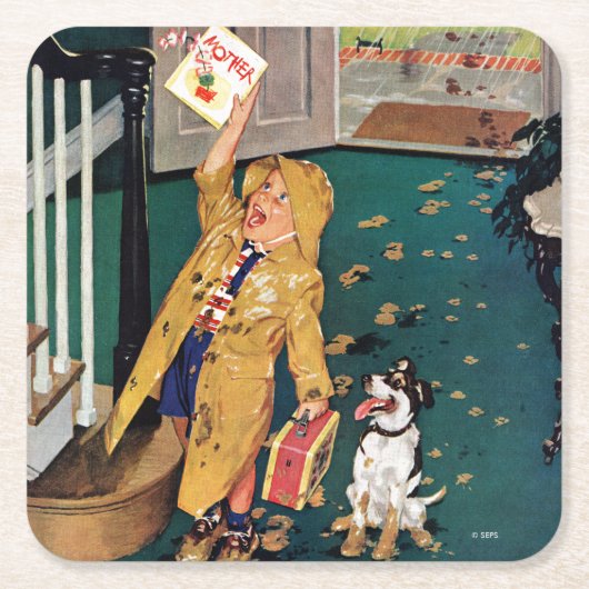 お母様の日 スクエアペーパーコースター (正面)