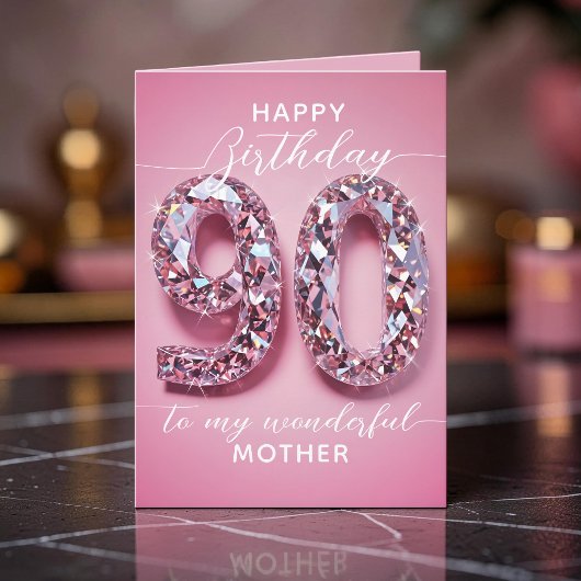 お母様の90歳の誕生日をお祝いする輝くピンクダイヤモンド カード