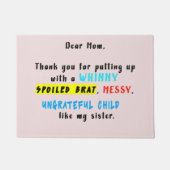 お母親愛さん甘やかされた子を育ててくれてありがとう ドアマット (正面)