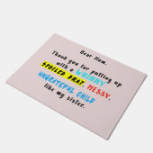 お母親愛さん甘やかされた子を育ててくれてありがとう ドアマット (アングル)