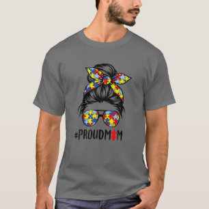 お母誇りを持ったさんのおばあさんの髪のサングラスパズル自閉症 Tシャツ