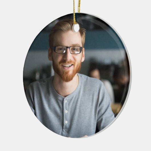 お気に入りのおじの定義写真の雪の結晶のスクリプト セラミックオーナメント (左)