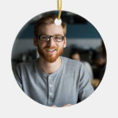 お気に入りのおじの定義 フォト スノーフレーク スクリプト セラミックオーナメント (正面)