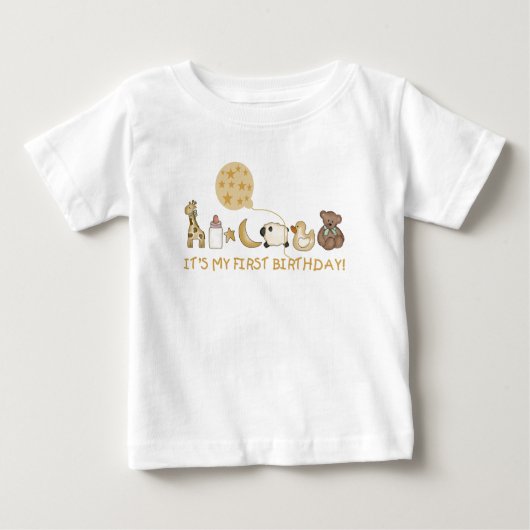 お気に入りのな事の最初誕生日 ベビーTシャツ (正面)