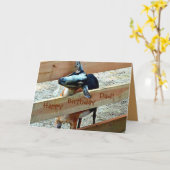 お気に入りのな子供からのハッピーバースデーのパパ(ヤギと) カード (黄色い花)