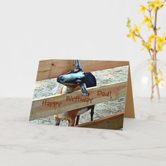 お気に入りのな子供からのハッピーバースデーのパパ(ヤギと) カード (黄色い花)