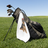 お気に入りのな犬-ヨークシャテリアの赤い弓 ゴルフタオル (グリーン)