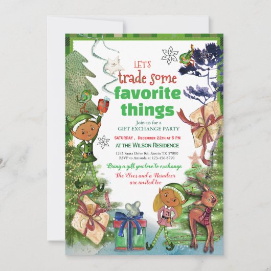 お気に入りのものを交換しよう! ホリデーギフトエクスチェンジ 招待状 (正面)