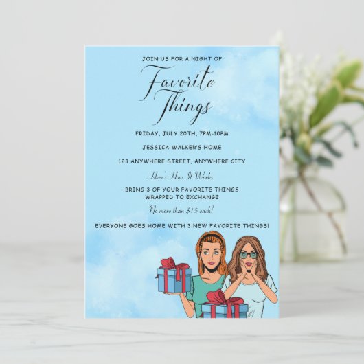 お気に入りのものを交換するパーティーの招待状 招待状 (スタンド正面)