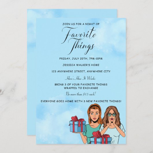 お気に入りのものを交換するパーティーの招待状 招待状 (正面/裏面)