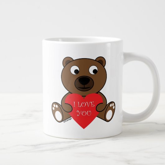 お気に入りのカスタマイズ可能なかわいいブラウンベアハート ジャンボコーヒーマグカップ (右)
