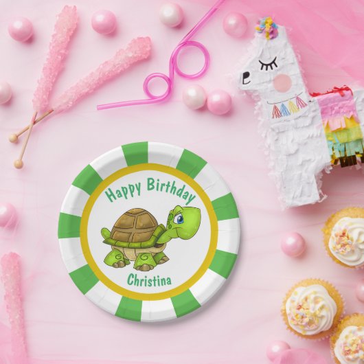 お気に入りのカメの誕生パーティー ペーパープレート (パーティー)