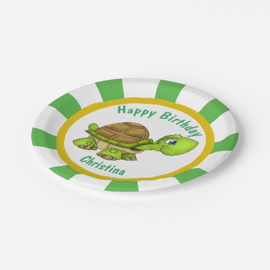 お気に入りのカメの誕生パーティー ペーパープレート (アングル)