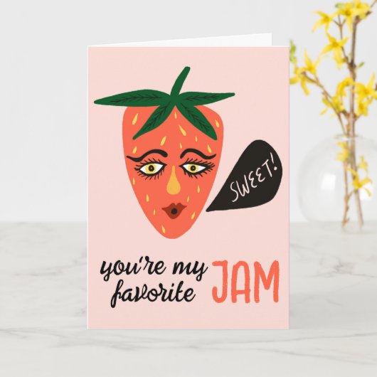 お気に入りのジャム 気まぐれなスイートストロベリー かわいい カード (黄色い花)