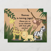 お気に入りのジャングルの誕生日パーティーの招待 招待状 (正面/裏面)