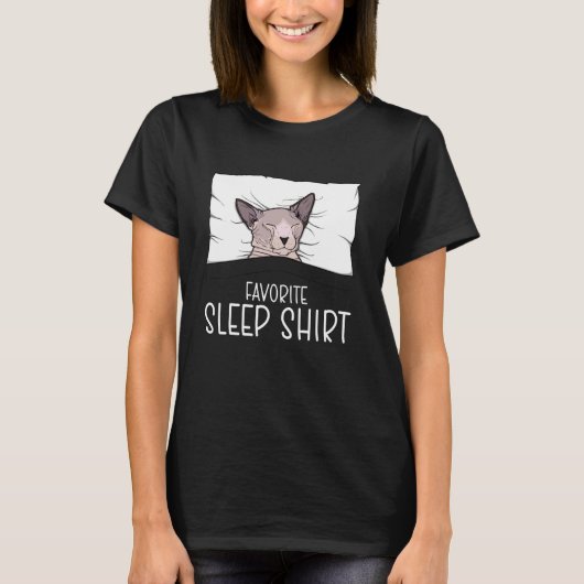 お気に入りのスフィンクス猫の寝間着 スフィンクス猫のパジャマ Tシャツ (正面)