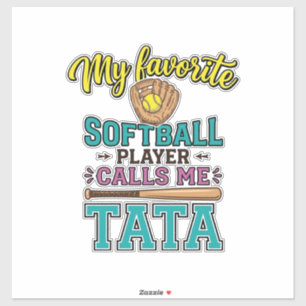 お気に入りのソフトボール選手が僕をTATAと呼ぶ Tシャツ デザイン シール