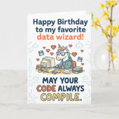 お気に入りのデータウィザードへ誕生日おめでとう カード (黄色い花)