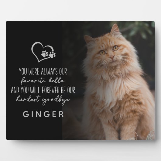 お気に入りのハロー、最も困難な別れ 猫のメモリアル フォトプラーク (正面)