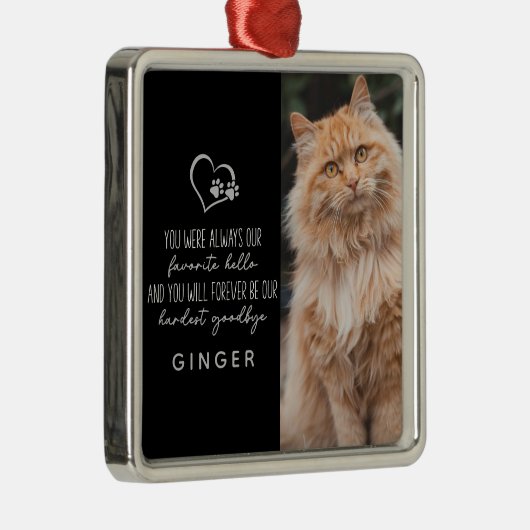 お気に入りのハロー、最も困難な別れ 猫のメモリアル メタルオーナメント (右)