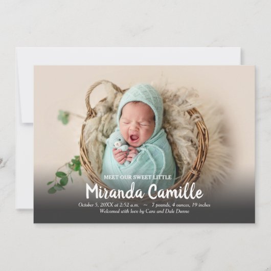 お気に入りのベビー写真の誕生のお知らせ (正面)