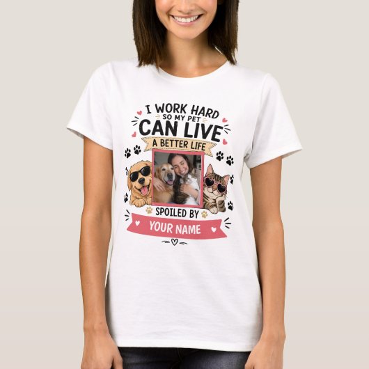 お気に入りのペットの写真と名前入り!かわいいペット愛好家Tシャツ Tシャツ (正面)