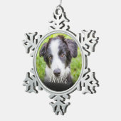 お気に入りのペットの写真 スノーフレークピューターオーナメント (右)