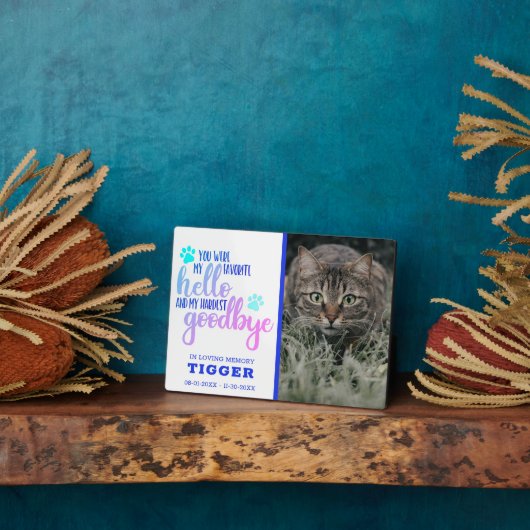 お気に入りのペット猫メモリアル写真キープセイク フォトプラーク (側面)