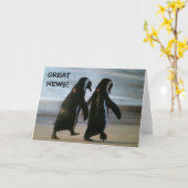 お気に入りのペンキン=おめでとうの採用 カード (黄色い花)