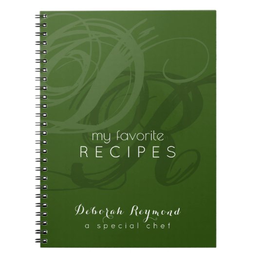 お気に入りのレシピモノグラムの緑 ノートブック (正面)