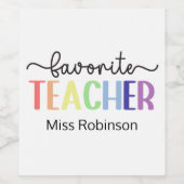 お気に入りの先生レインボー先生感謝ギフト ワインラベル (シングルラベル)