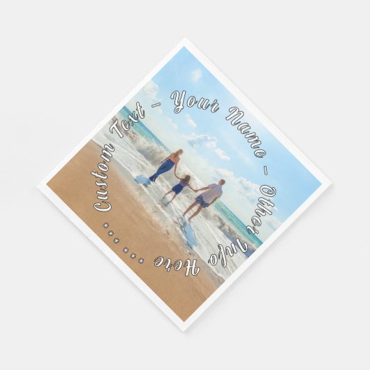 お気に入りの写真を使ったオリジナルナプキンにカスタムテキスト名 スタンダードランチョンナプキン (角)