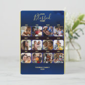 お気に入りの写真を飾る ブレス イヤー ブルー フラット ホリデー カード (スタンド正面)