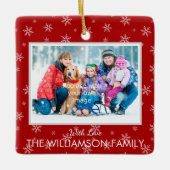 お気に入りの写真：Christmas Red with Snowflaks セラミックオーナメント (正面)