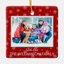 お気に入りの写真：Christmas Red with Snowflaks セラミックオーナメント