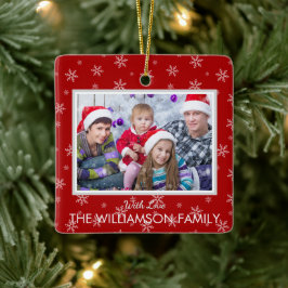 お気に入りの写真：Christmas Red with Snowflaks セラミックオーナメント