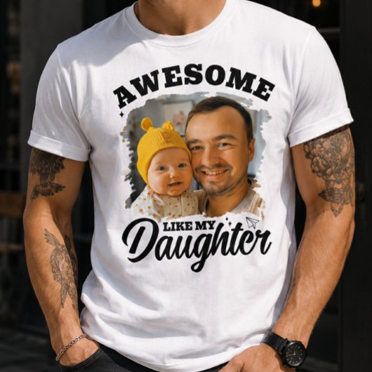 お気に入りの娘と一緒の写真入りパパのオリジナルTシャツ Tシャツ